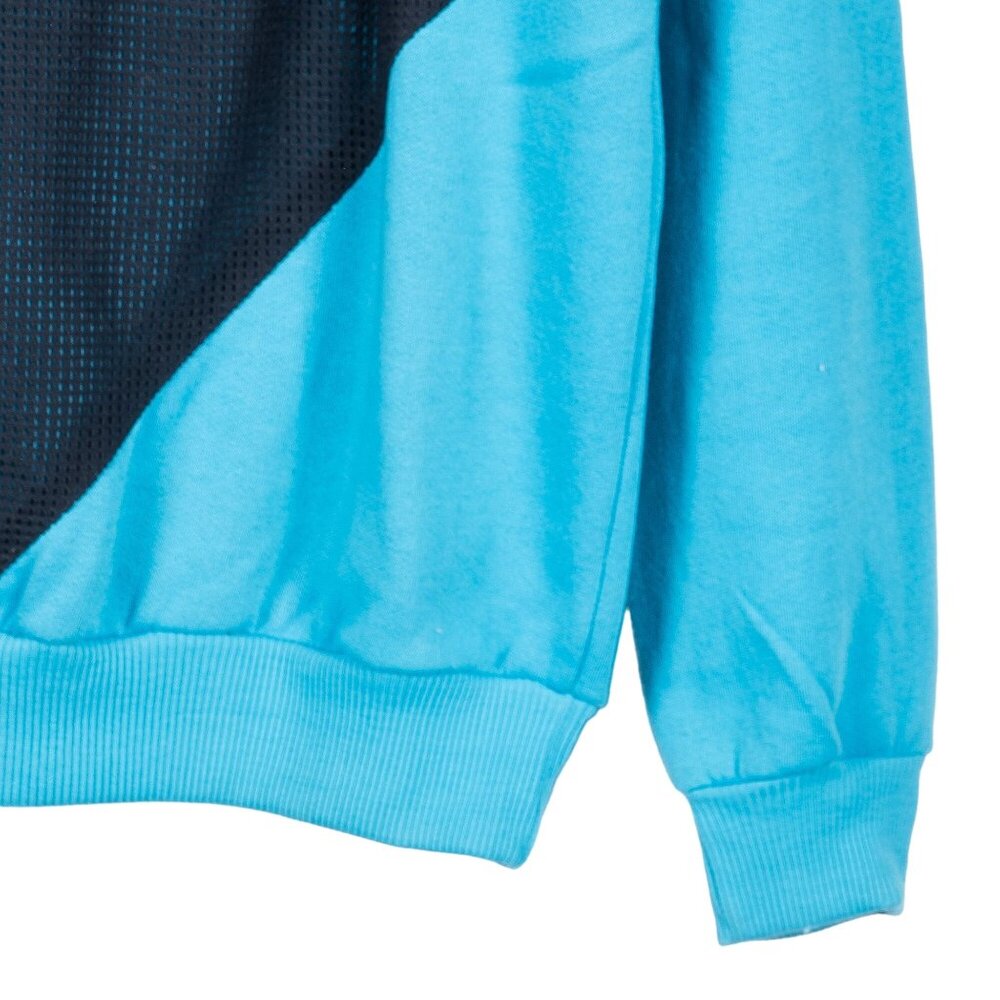 Edison Brothers VTG Sweatshirt L Colorblock 80s Mens Crewneck Aqua Black Mesh - Picture 3 of 5